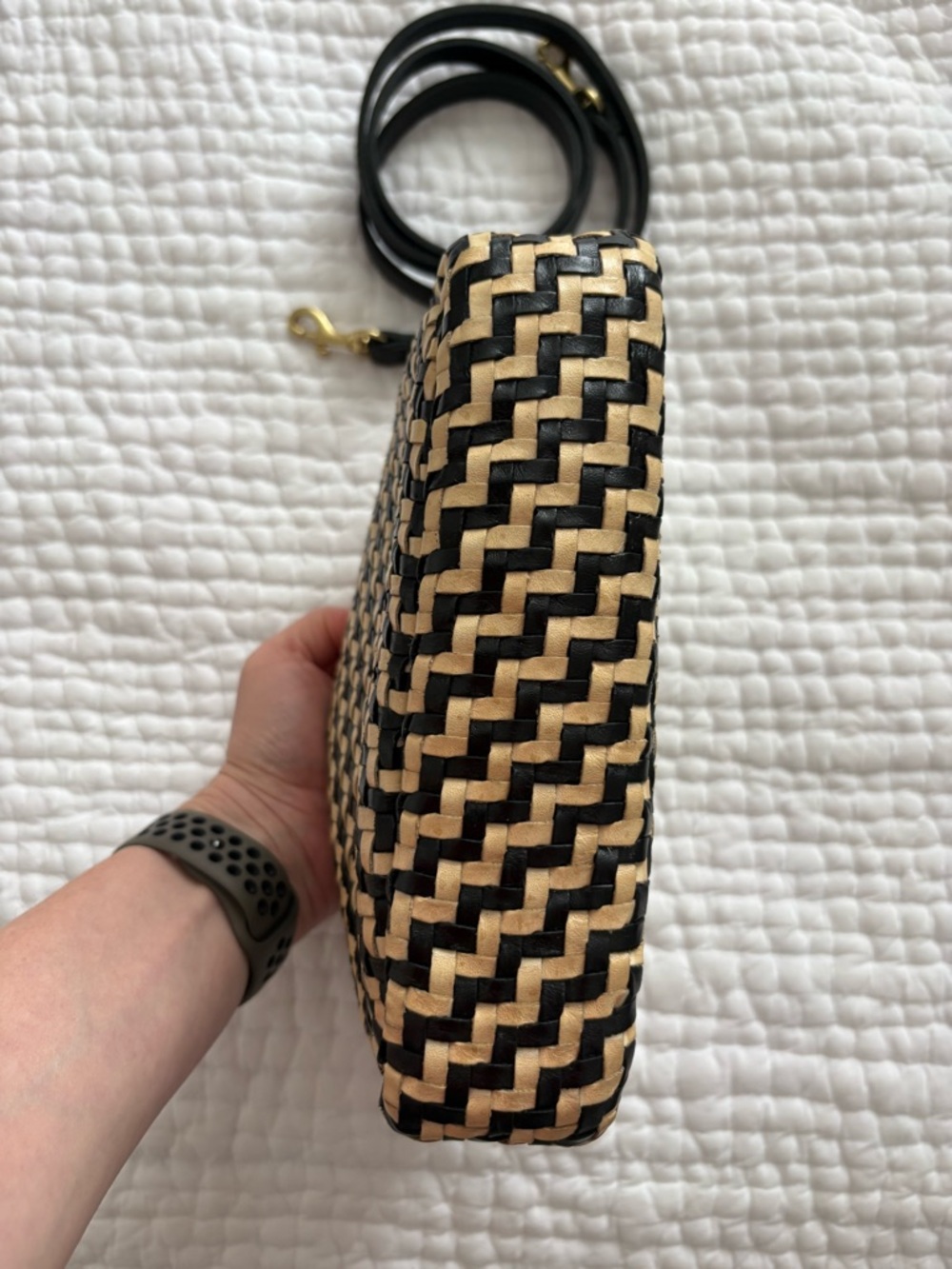 Rare Clare V. Midi sac in cream and black woven zig zag - Picture 4 of 6